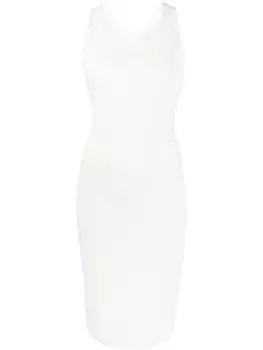 Yves Salomon платье миди в рубчик, белый