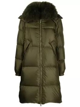 Yves Salomon пуховик с длинными рукавами, зеленый