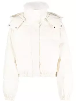 Yves Salomon пуховик с капюшоном, нейтральный цвет