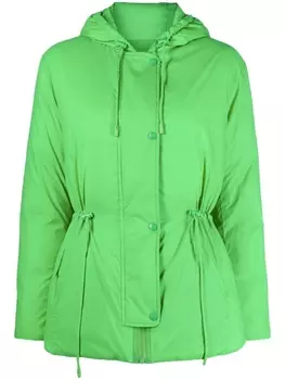 Yves Salomon пуховик с нашивкой-логотипом, зеленый