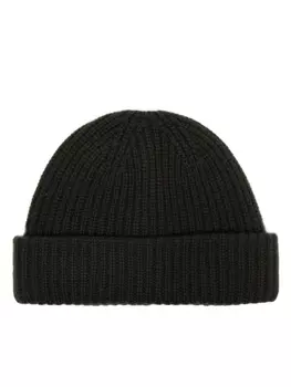 Yves Salomon шапка бини из смеси шерсти и кашемира в рубчик, зеленый