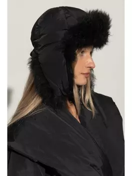 Yves Salomon шапка-ушанка с меховой отделкой, черный