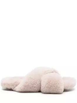 Yves Salomon шлепанцы с перекрестными ремешками, нейтральный цвет