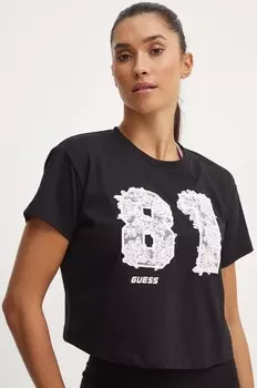 YVETTE хлопковая футболка Guess, черный