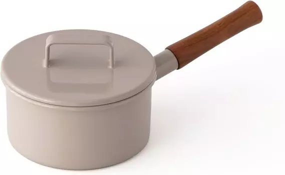 YY-16S E Кастрюля для одной руки, 6,3 дюйма (16 см), эмалированная IH Gas, крышка в комплекте, Cafe au Lait 365Methods, Cafe Au Lait