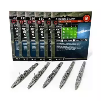 Z 20 Карл Гальстер (C) x5, Axis & Allies - Collectible Miniatures Game - War at Sea - Base Set Singles