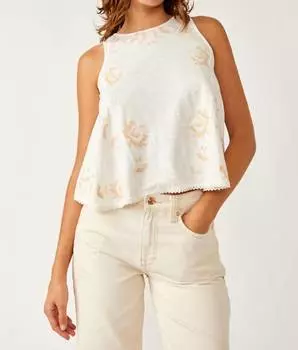Забавный и кокетливый топ с вышивкой в цвете слоновой кости Free People