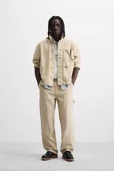 Забрызганные брюки плотника ZARA, экрю