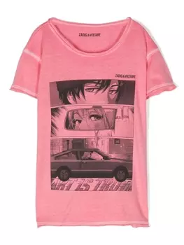 Zadig & Voltaire футболка с графичным принтом, розовый