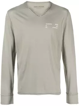 Zadig&Voltaire футболка с принтом и необработанными краями, зеленый