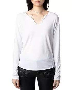 Zadig & Voltaire Imagine Размытая футболка на пуговицах на пуговицах, белый