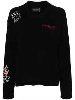 Zadig&Voltaire кашемировый джемпер с вышивкой, черный