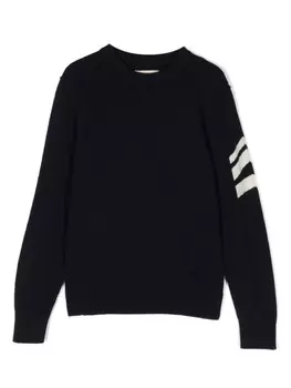 Zadig & Voltaire Kids джемпер тонкой вязки с отделкой в полоску, синий