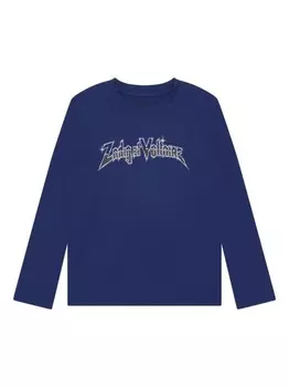 Zadig & Voltaire Kids футболка с длинными рукавами и логотипом, синий