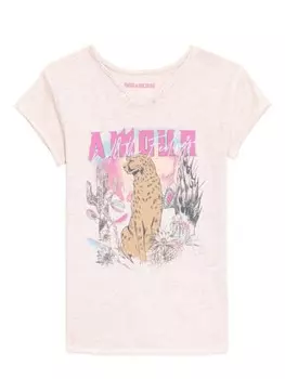 Zadig & Voltaire Kids футболка с графическим принтом, розовый