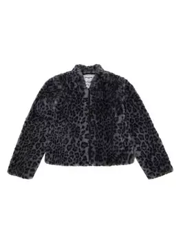 Zadig & Voltaire Kids куртка из искусственного меха с леопардовым принтом, черный