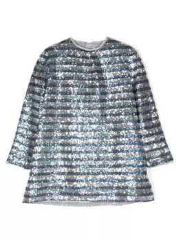 Zadig & Voltaire Kids платье в полоску с пайетками, серый