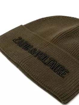 Zadig & Voltaire Kids шапка с вышитым логотипом, зеленый