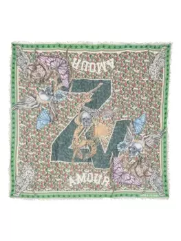 Zadig & Voltaire Kids шарф с графичным принтом, зеленый