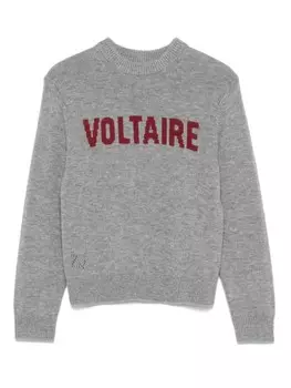 Zadig & Voltaire Kids свитер с логотипом-интарсией, серый