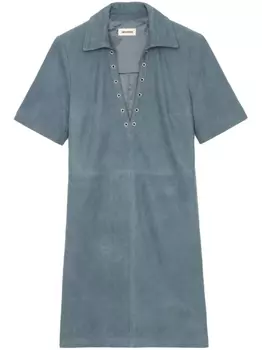 Zadig&Voltaire кожаное платье мини, синий