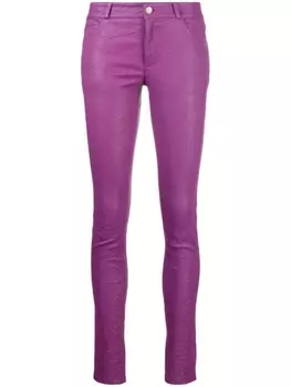 Zadig&Voltaire кожаные брюки Phlame с жатым эффектом, фиолетовый