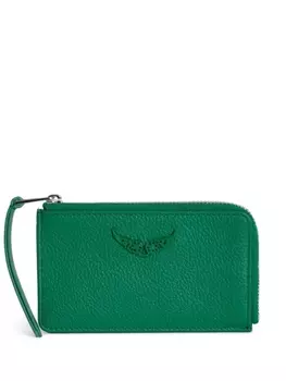 Zadig&Voltaire кожаный держатель карт с бляшкой Wings, зеленый