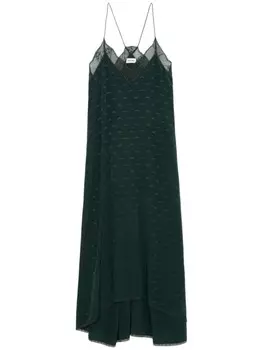 Zadig&Voltaire платье-комбинация с логотипом, зеленый