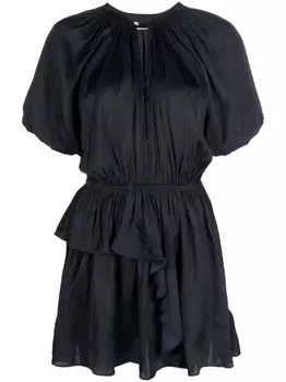 Zadig&Voltaire платье мини Romina с объемными рукавами и сборками, синий