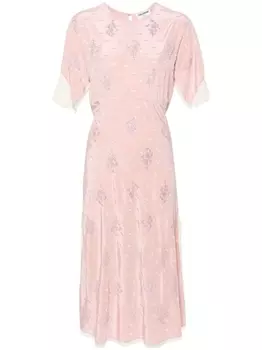 Zadig&Voltaire шелковое платье миди Rey, розовый