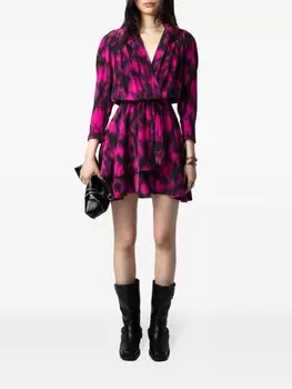 Zadig&Voltaire шелковое платье мини Rogers, розовый