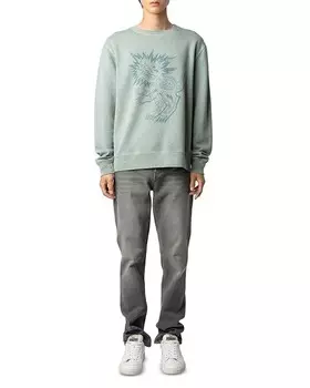 Zadig & Voltaire Simba Mo хлопковая толстовка с принтом динозавров, зеленый