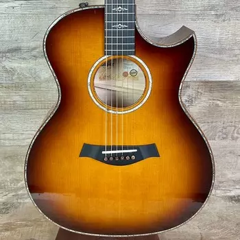 Задняя дека и обечайки из кленового листа Taylor Custom GA, верхняя дека из ели из луца, флорентийская вырезка № 12 с футляром GA Big Leaf Maple Back &amp; Sides Lutz Spruce Top Florentine Cutaway #12 w/case