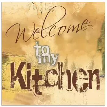 Задняя стенка для кухни Artland "Добро пожаловать на мою кухню", (1 шт.), алюминиевый брызговик с клейкой лентой, легко устанавливается 60х60 см, коричневый
