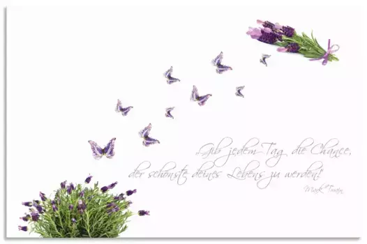 Задняя стенка для кухни Artland "Фиолетовые бабочки на лаванде", (1 шт.), брызговик алюминий на клейкой ленте, легко монтируется 70х55 см, белый