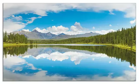 Задняя стенка для кухни Artland "Горное озеро", (1 шт.), брызговик алюминий на клейкой ленте, легко монтируется 90х60 см, синий