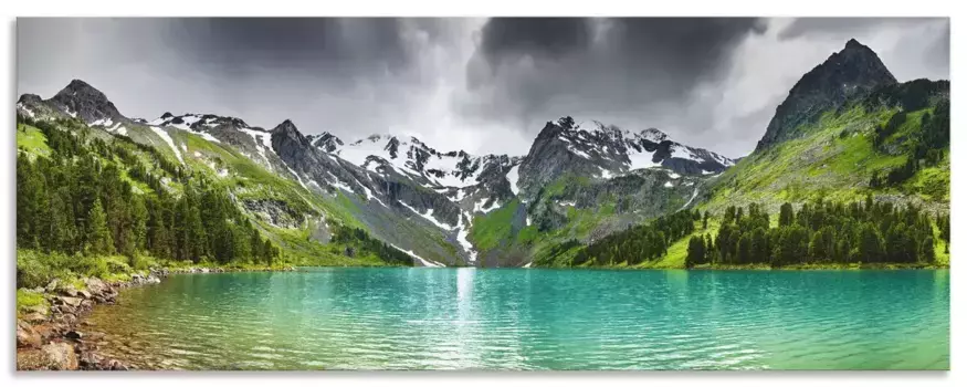 Задняя стенка для кухни Artland "Горное озеро", (1 шт.), брызговик алюминий на клейкой ленте, легко монтируется 180х55 см, зеленый