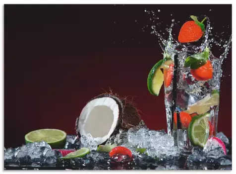 Задняя стенка для кухни Artland "Коктейль из свежих фруктов", (1 шт.), брызговик алюминий с клейкой лентой, легко монтируется 60х60 см, цвет bunt