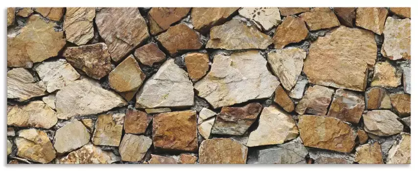 Задняя стенка для кухни Artland "Коричневая каменная стена", (1 шт.), брызговик алюминий с клейкой лентой, легко монтируется 130х50 см, цвет naturfarben