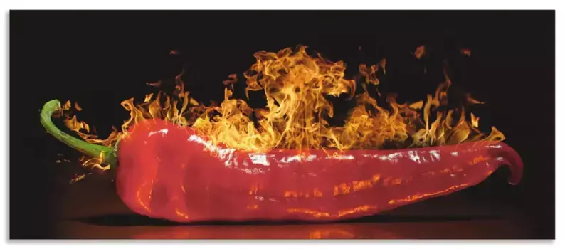 Задняя стенка для кухни Artland "Красный острый перец чили", (1 шт.), брызговик алюминий на клейкой ленте, легко монтируется 90х65 см, красный