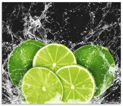 Задняя стенка для кухни Artland "Лайм с брызгами воды", (1 шт.), брызговик алюминий на клейкой ленте, легко монтируется 140х55 см, зеленый