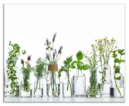 Задняя стенка для кухни Artland "Масла с травами", (1 шт.), брызговик алюминий на клейкой ленте, легко монтируется 60х65 см, зеленый