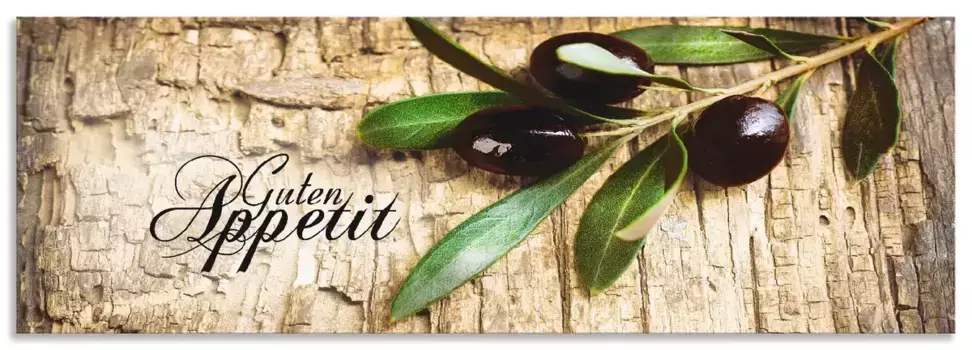 Задняя стенка для кухни Artland "Оливки приятного аппетита", (1 шт.), брызговик алюминий на клейкой ленте, легко монтируется 160х50 см, коричневый