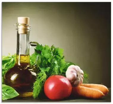 Задняя стенка для кухни Artland "Полезные овощи и специи", (1 шт.), брызговик алюминий на клейкой ленте, легко монтируется 80х50 см, зеленый