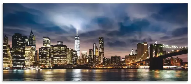 Задняя стенка для кухни Artland "Рассвет над Манхэттеном", (1 шт.), брызговик алюминий на клейкой ленте, легко монтируется 60х55 см, синий