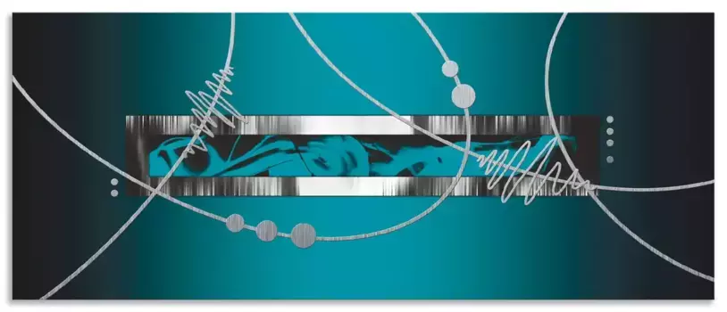 Задняя стенка для кухни Artland "Серебряный абстракт на бензине", (1 шт.), брызговик алюминий на клейкой ленте, легко монтируется 60х50 см, синий