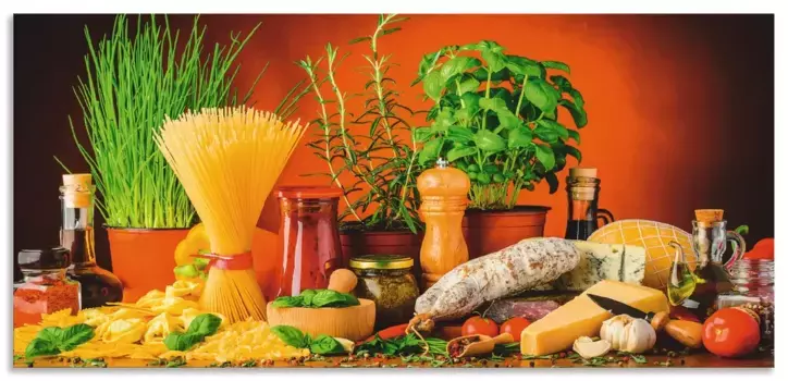 Задняя стенка для кухни Artland "Средиземноморская и итальянская кухня", (1 шт.), алюминиевый брызговик с клейкой лентой, легко монтируется 100х55 см, цвет bunt