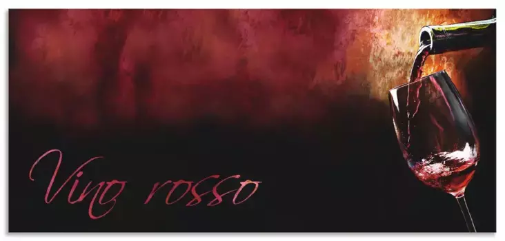 Задняя стенка для кухни Artland "Вино - Красное вино", (1 шт.), брызговик алюминий на клейкой ленте, легко монтируется 130х50 см, красный