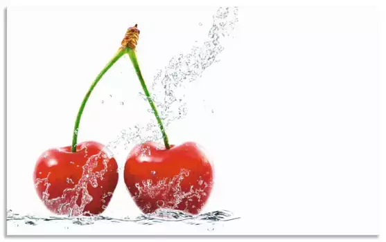 Задняя стенка для кухни Artland "Вишня с брызгами воды", (1 шт.), брызговик алюминий на клейкой ленте, легко монтируется 70х55 см, красный