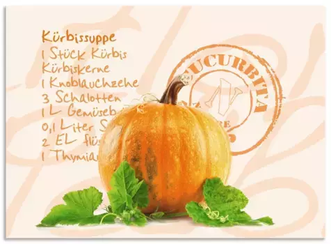 Задняя стенка для кухни Artland "Желтая тыква с зелеными листьями", (1 шт), брызговик алюминий на клейкой ленте, легко монтируется 80х65 см, цвет orange